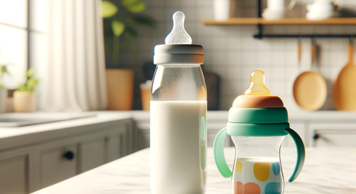 baby bottle and sippy cup